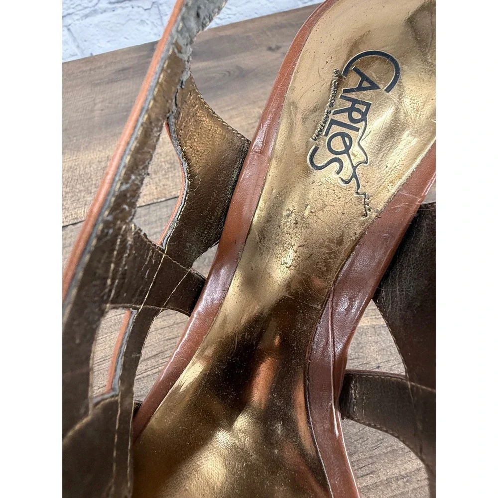 Carlos by Carlos Santana Ciao Cognac Brown Strappy Platform Stiletto Sandals 6
